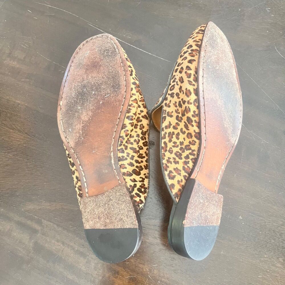 Peter Millar Leopard Calf Hair Slip On Slides Mules Flats Size 7.5 Bow Womens - Picture 7 of 7